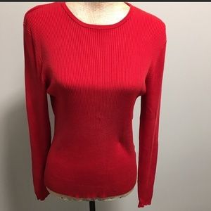 🇨🇦 100% Silk Red Long Sleeve Scoop Neck Sweater